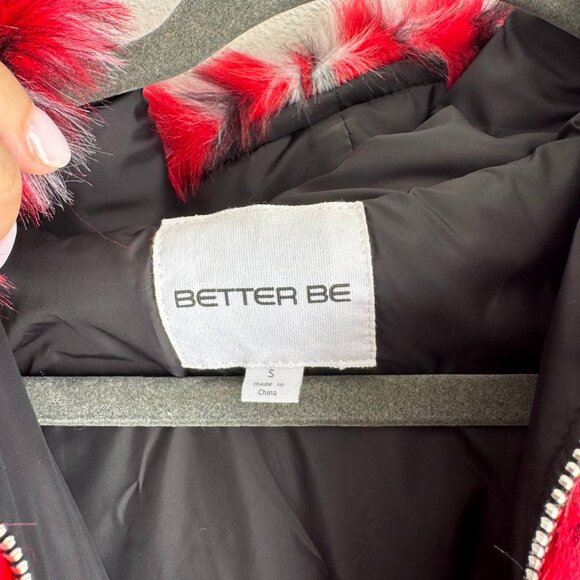 Faux Fur Jacket – Red/Black Pattern, Size S - Picture 10 of 10